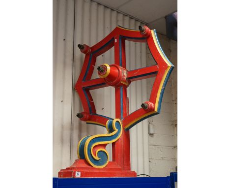 Large Wooden painted Fairground Wall Bracket Light Fitting, 68cms high 