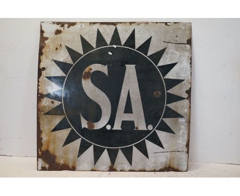 Enamel Advertising Sign ' SA ', 107cms x 107cms 