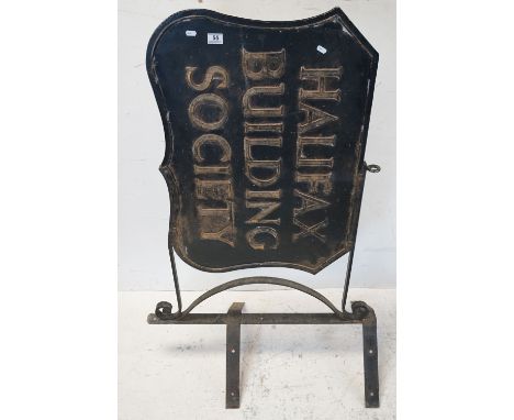 Early to Mid 20th century large Halifax Building Society metal sign with wall bracket, sign measures 87cms x 60cms 