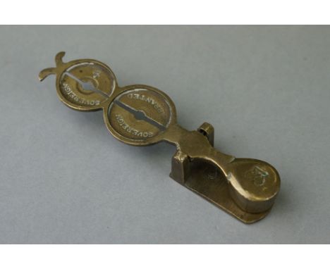 A set of vintage brass sovereign scales with warranted mark. 