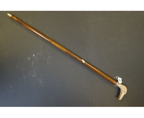 Walking Stick with Silver Band and Eagle Head Handle 