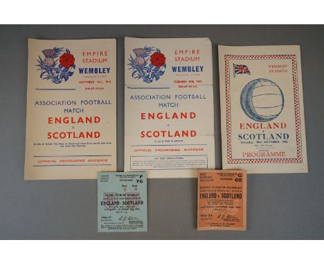 Football programmes / tickets - England v Scotland  at Wembley, souvenir programme by Victor with match ticket 10th October 1
