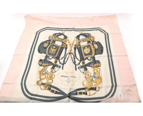 Hermes Silk Scarf 'Brides of Gala', within a pale pink border, 86cm square