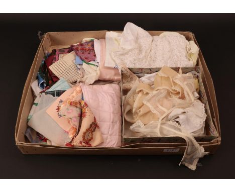Collection of Assorted Early 20th Century Collars and Handkerchiefs, comprising modesty panels, silk and cotton printed handk