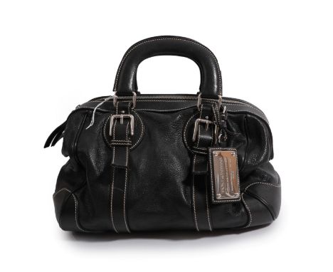 Dolce &amp; Gabbana Black Leather Women's Collection Handbag, with zip fastening, chrome hard ware, leather handles, detachab