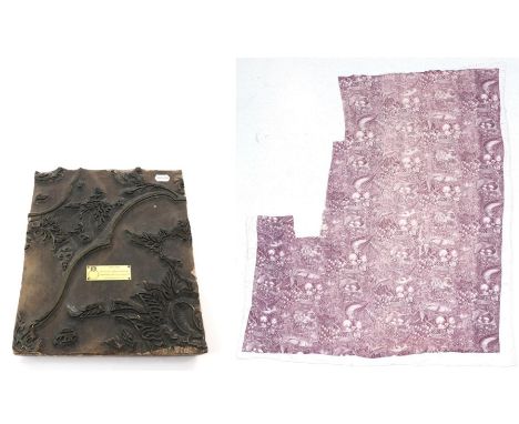 A G P &amp; J Baker Hand Printing Block, of floral design bearing a brass plaque '1884-1984, One of our original handblocks p