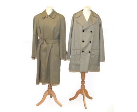Circa 1980s/90s Burberry Men's Single Breasted Classic Coat, with fly fastenings and a detachable zip in wool liner, pockets 