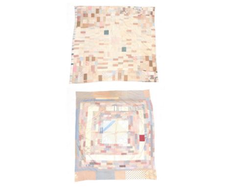 Circa 1930s Patchwork Top, comprising printed floral and striped cottons in rectangular shapes with central square, two piece
