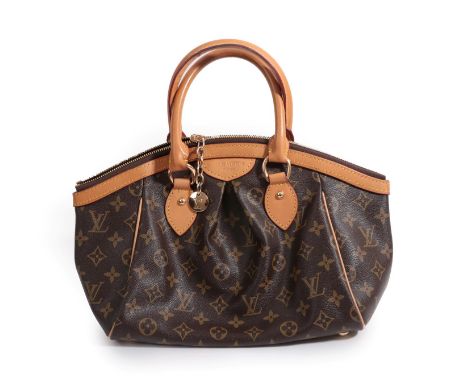 Louis Vuitton Tivoli Monogram Canvas Bag, with inverted pleat to the front and back, light tan leather handles and mount, gol