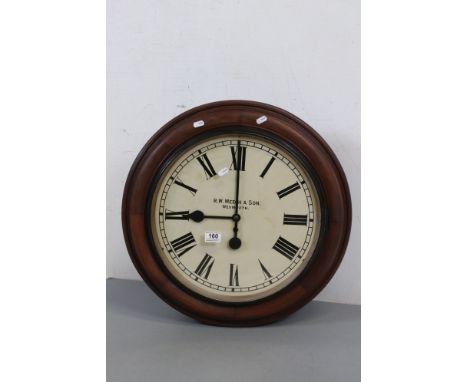 Late 19th / Early 20th century Shop Wall Clock, the white enamel face with Roman numerals and marked R. W. Meech &amp; Sons, 