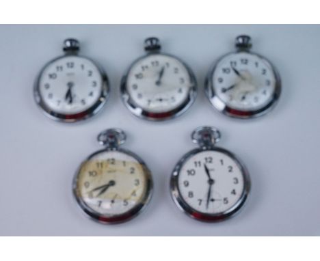 A collection of five Smiths vintage top winding pocket watches. 