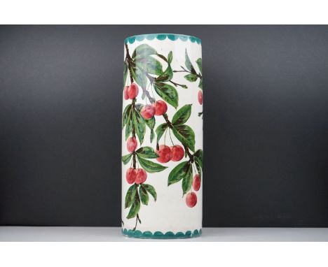 Wemyss Style Vase with cherry decoration marked to underside Made In Scotland For W Rowland &amp; Sons Folkestone China And G