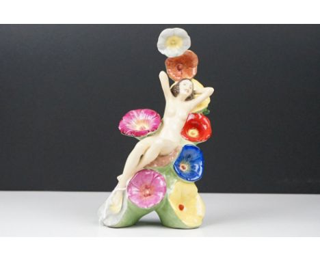 Carltonware Art Deco Style Figurine ' The Carlton Girl Hollyhocks ' 23cms high together with Coalport Figurine ' Art Deco The