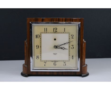 Art Deco Walnut Cased Smiths Sectric Mantle Clock, 18cms high 