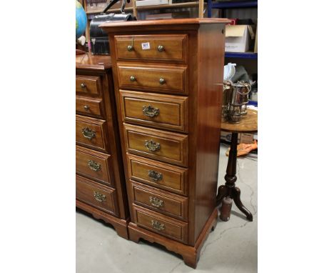 ' American Drew ' Tall Chest of Seven Drawers raised on bracket feet, 49cms wide x 132cms high 