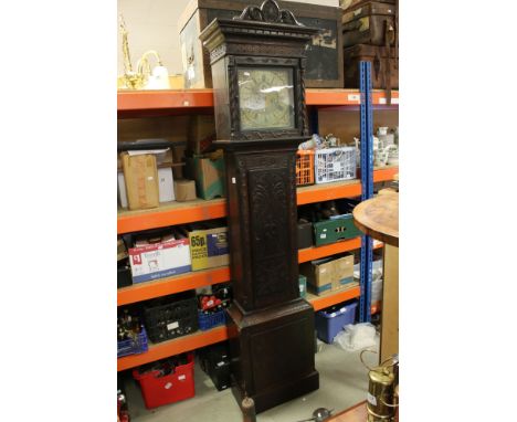 18th / 19th century Oak 8 day Longcase Clock, the brass face  with seconds dial and date aperture, marked Thomas  Bridges, Na