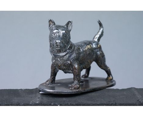Vintage chrome car mascot of a terrier dog 