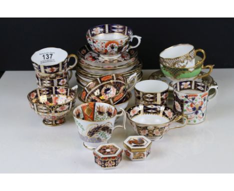 Collection of Crown Derby Patterned Tea Ware including 19th century Crown Derby Imari Cup, Coffee Can and Saucer, Royal Crown