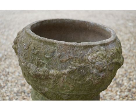 A pair of vintage reconstituted sine planters, measures approx 38cm across the rim
