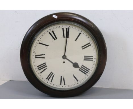 Late 19th / Early 20th century Circular Station / School Room / Post type Wall Clock, the white face with Roman numerals, wit