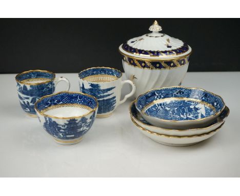 Collection of 18th / 19th century Caughley Ceramics including Tea Cup, Tea Bowl and Two Saucers, together with a similar Tea 