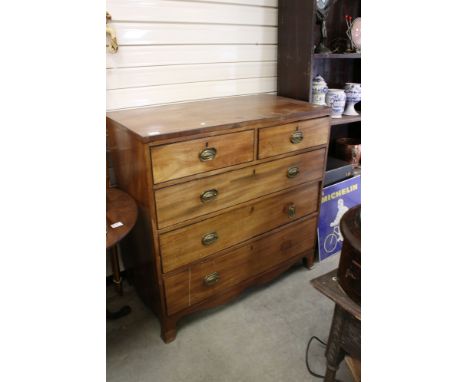 Early 19th century Mahogany Chest of Two Short over Three Long Drawers raised on swept bracket feet, 102cms wide x 100cms hig
