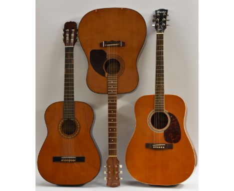 A Hohner MC-05 six string acoustic guitar, length of soundboard 48cm, total length 99cm; a Maestro acoustic guitar, model no.
