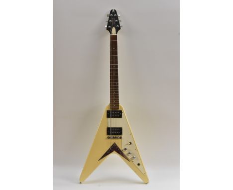 A Hohner Arbor Series 'Flying V' Electric Guitar, c.1980's, total length 112cm, complete with case.