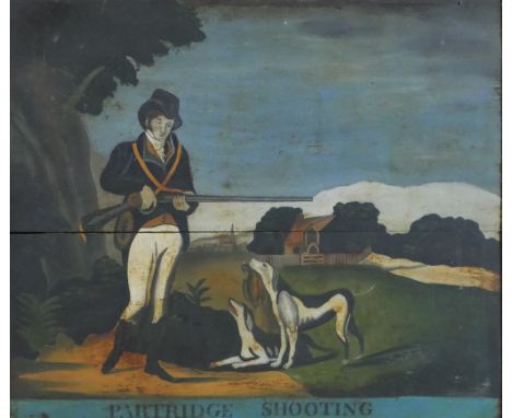 20th century, British school, Patridge Shooting, watercolour on panel, in a painted pine frame. H.50 W.55cm 