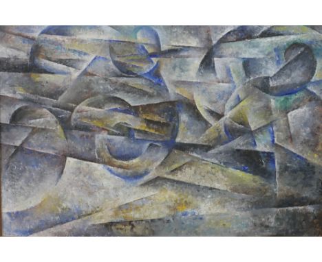 Graham Kearsley (20th century), abstract cubist style geometric study, watercolour on board, pencil signed, framed. H.58 W.98