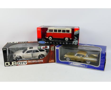 Anson - Jada - Welly - Three boxed 1:18 scale diecast model vehicles. Lot consists of Welly VW Microbus; Jada 'Dub City - Big