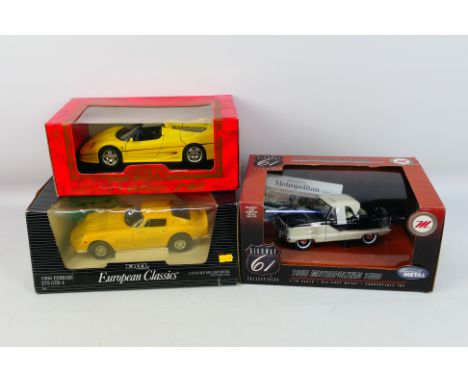 Mira - Ertl - Highway 61 - Three boxed 1:18 scale diecast model vehicles. Lot consists of Highway 61 1959 Metropolitan 1500; 