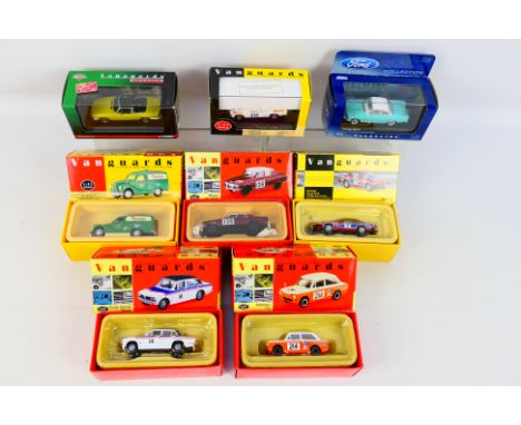 Vanguards - A boxed group of eight diecast model cars from various Vanguard ranges. Lot includes Vanguards VA10105 Triumph St