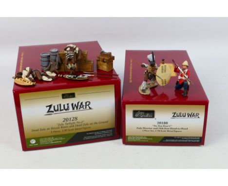 Britains - Two boxed 54mm metal figures from Britains 'Zulu War' series. Lot consists of Britains #20180 'No You Dont!' Zulu 