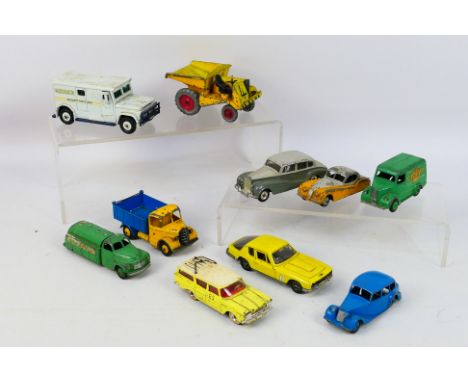 Dinky Toys - An unboxed collection of 10 Dinky Toys diecast model vehicles. Lot includes Dinky Toys 454 Trojan Van 'Cydrax'; 