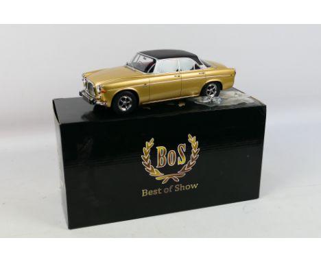 Best of Show (BoS) - A boxed 1:18 scale Best of Show BOS145 1971 Rover PB5 Coupe. The resin model in metallic gold and black 