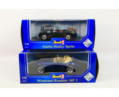 Revell - Two boxed 1:18 scale Revell diecast model cars. Lot consists of Revell #08837 Austin -Healey Sprite; with # 08861 We