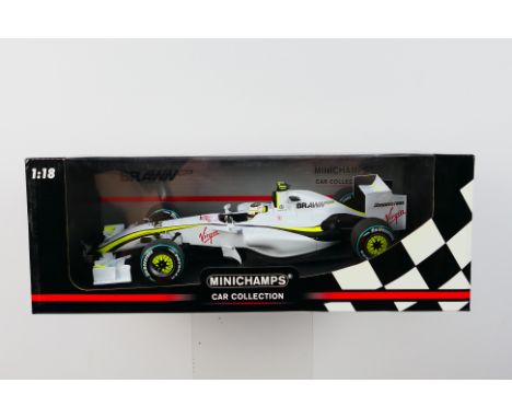 Minichamps- A boxed 1:18 scale Brawn GP BGP 001 Rubens Barrichello Australian GP 2009 car which appears Mint in a Good box wi