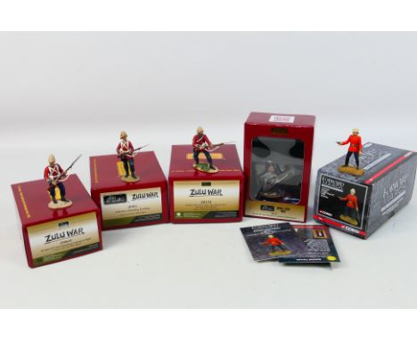 Britains - Corgi Forward March - Five boxed 54mm metal British 24th Foot figures majority from Britains 'Zulu War' series. Lo
