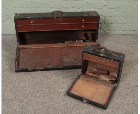 A carpenters tool case together with another smaller example.  