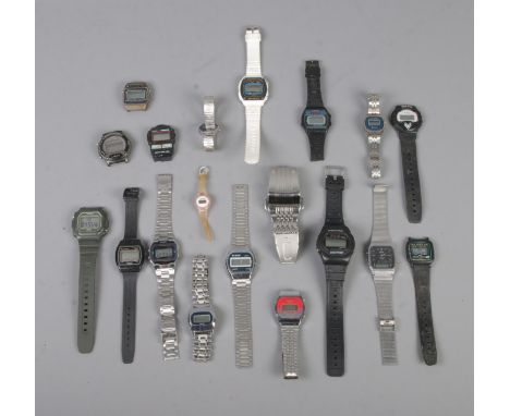 A collection of assorted digital wristwatches to include Timex, Casio, Geekthink, Zeon, Stempo, etc.  