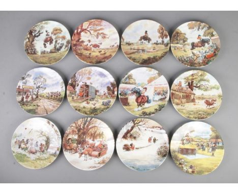 A set of 12 Danbury Mint Royal Worcester Thelwell's Ponies by Norman Thelwell cabinet plates  