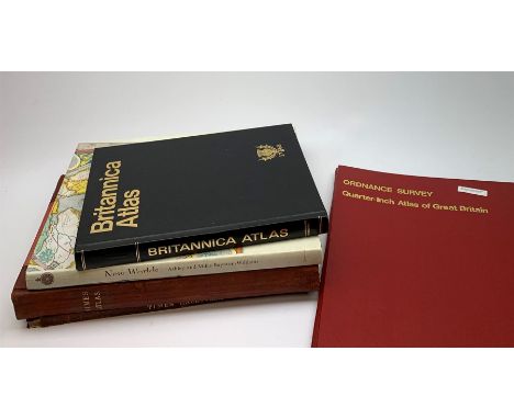 Bartholomew Times Survey Atlas of the World. 1922 with separate Gazetteer volume. Uniformly bound in half red morocco; Ordnan