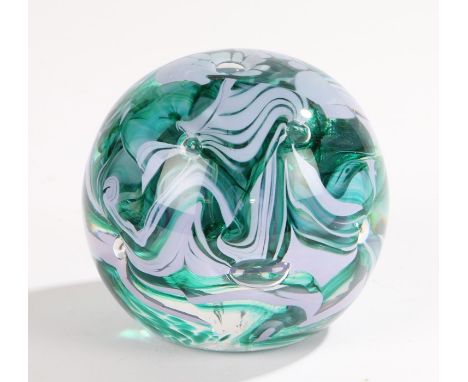 Uredale glass paperweight, with green and grey swirls, 8.5cm highLight surface scratches to foot