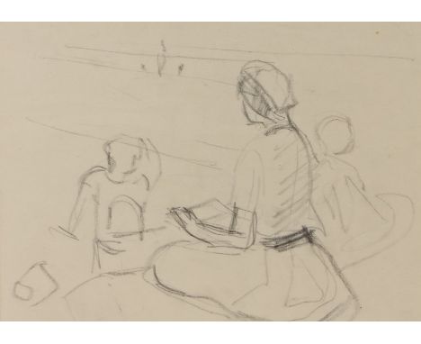 Peggy Somerville (1918-1975), Beach Party, unsigned pencil sketch, Messum's gallery label to the reverse, purchased 2001, 32.