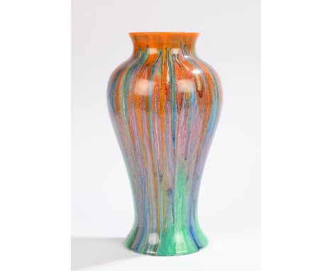 Clarice Cliff Delecia pattern vase, the polychrome vase with waisted neck above a bulbous tapering body, 23cm highNo visible 