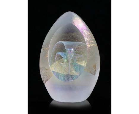 Richard Golding/ Okra Glass paperweight, "Magic Fountain", numbered 112, signed to base and titled MF, 11cm high Light scratc