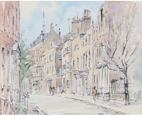 Hugh Mckensie (1909-2005), London street scene, signed watercolour, housed in a light wood glazed frame, the watercolour 34cm