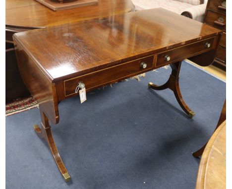 A pair of George III style rosewood sofa tables W.114cm