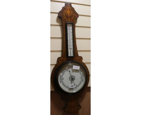 An inlaid wheel barometer, H.86cm